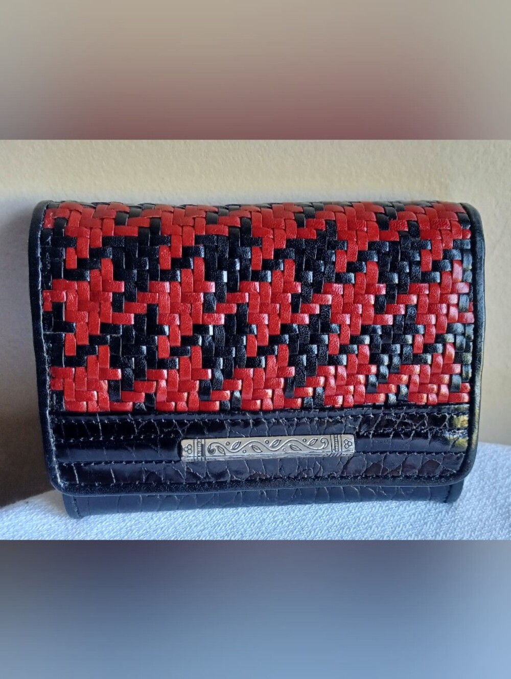 BRIGHTON wallet In Black And Red with With Silver Accent